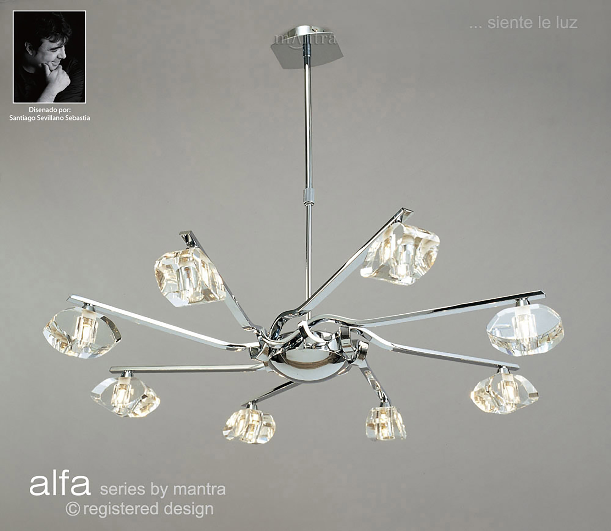 Alfa Polished Chrome Ceiling Lights Mantra Multi Arm Fittings